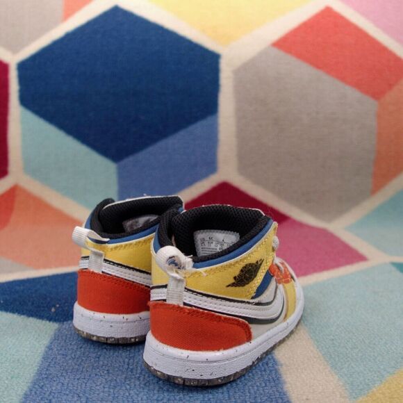 Air Jordan 1 Mid SE Multi Color Canvas Goat Sneakers  Kids 6C Backtap Restitched - Picture 4 of 6